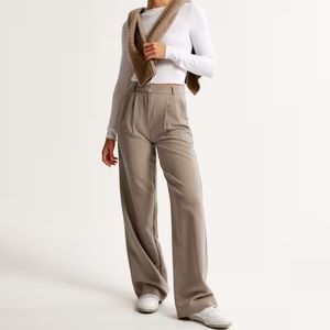 Abercrombie and Fitch Sloane Tailored Pant Taupe Trouser Pleated Front 29/8 Long
